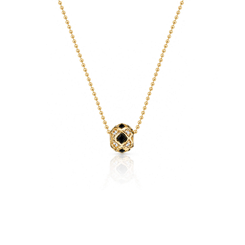 G-Ball Onyx Square Gümüş Kolye
