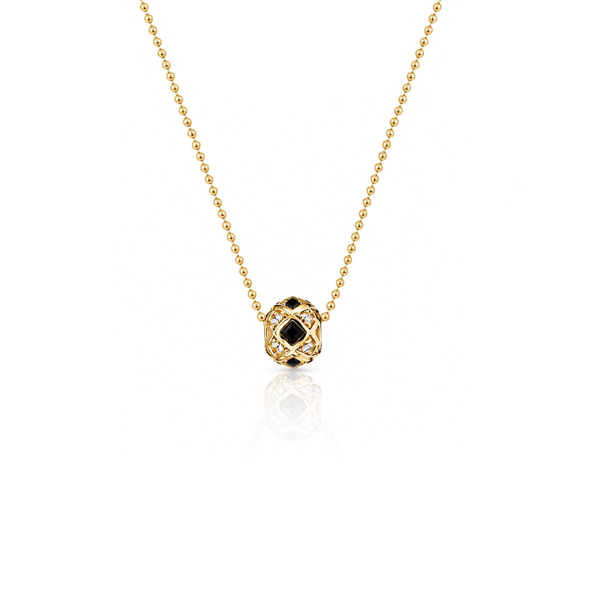 G-Ball Onyx Square Gümüş Kolye