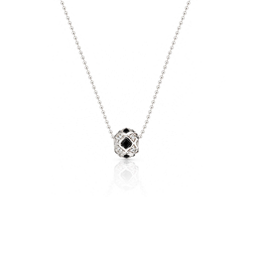 G-Ball Onyx Square Gümüş Kolye
