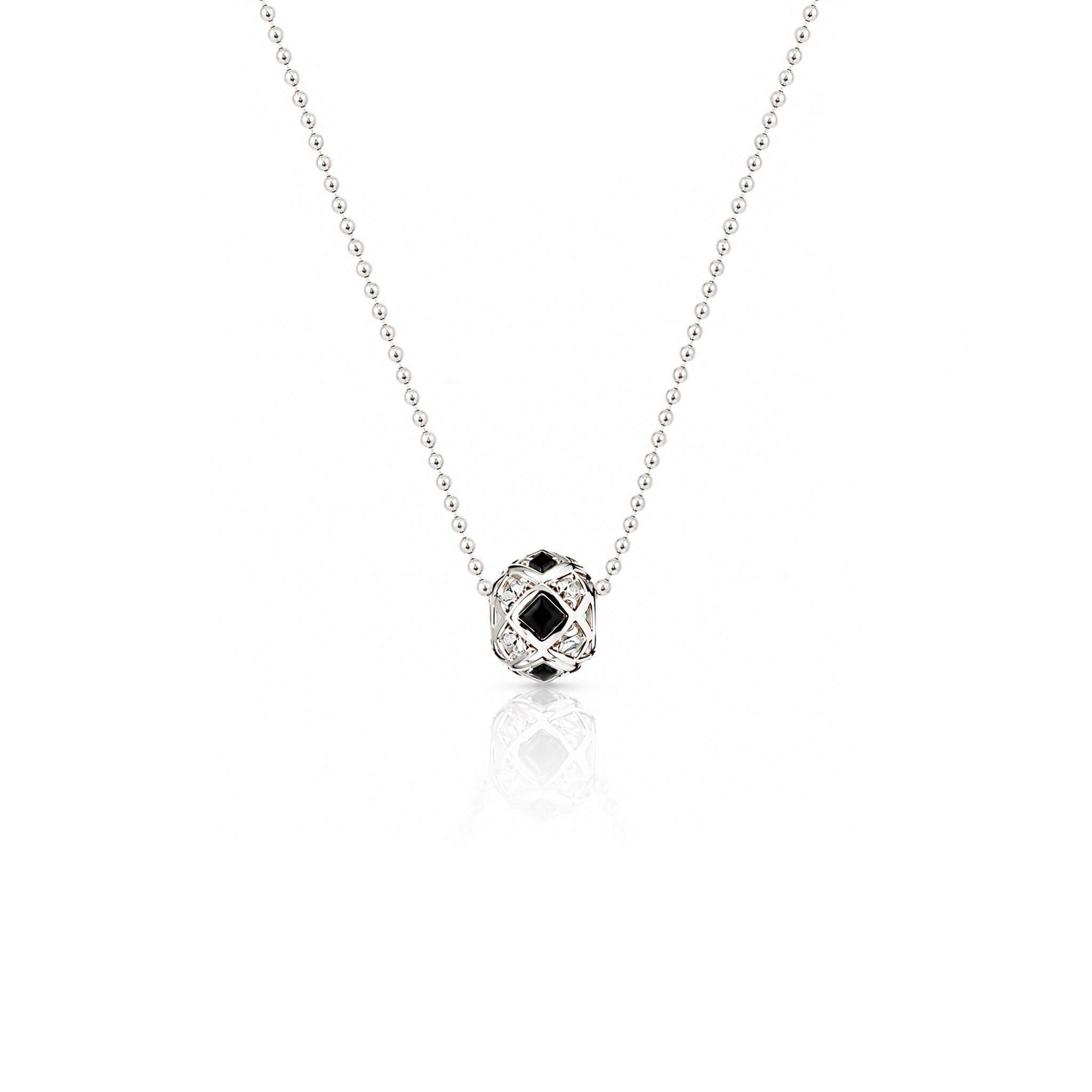 G-Ball Onyx Square Gümüş Kolye