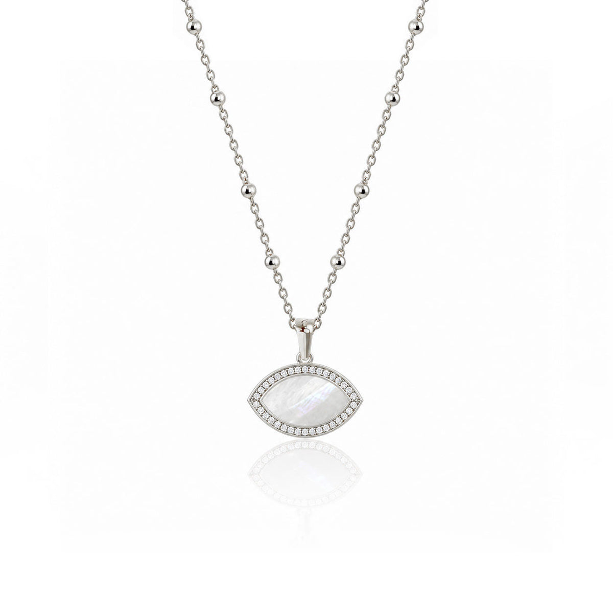 "Mini" Marquise Mother-of-Pearl Silver Necklace