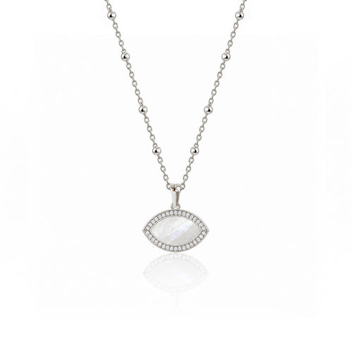 "Mini" Marquise Mother-of-Pearl Silver Necklace