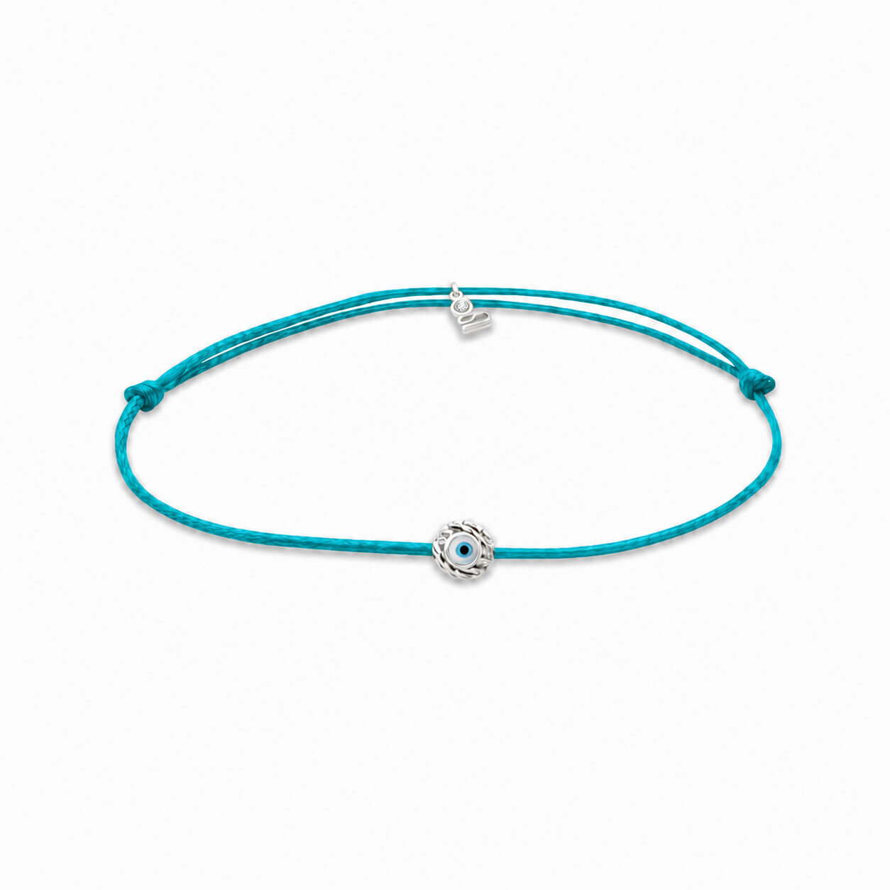 Silver Lucky Bracelet with Black Cord Evil Eye Bead