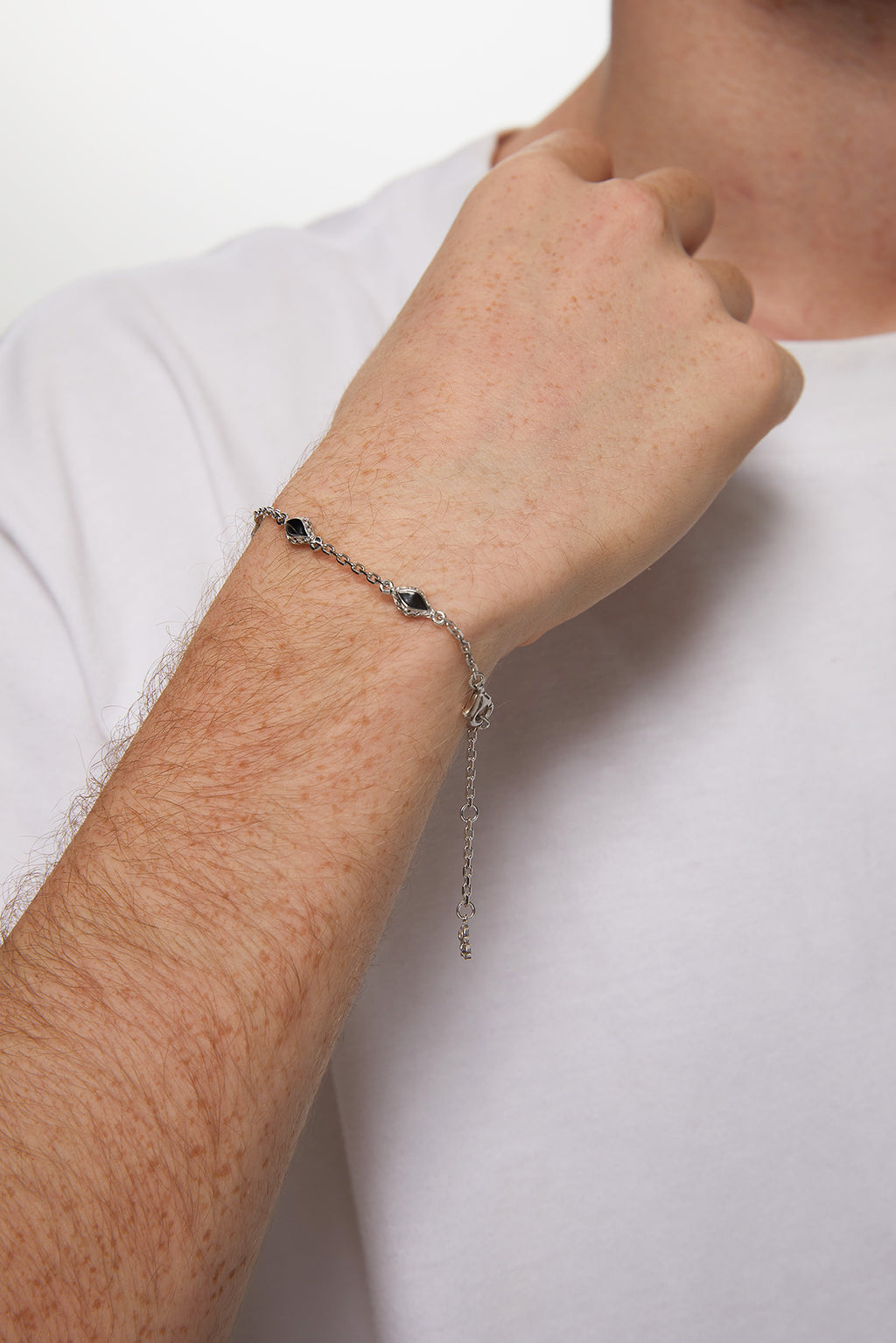 Marquise Noir 5 Motif Gümüş Bileklik