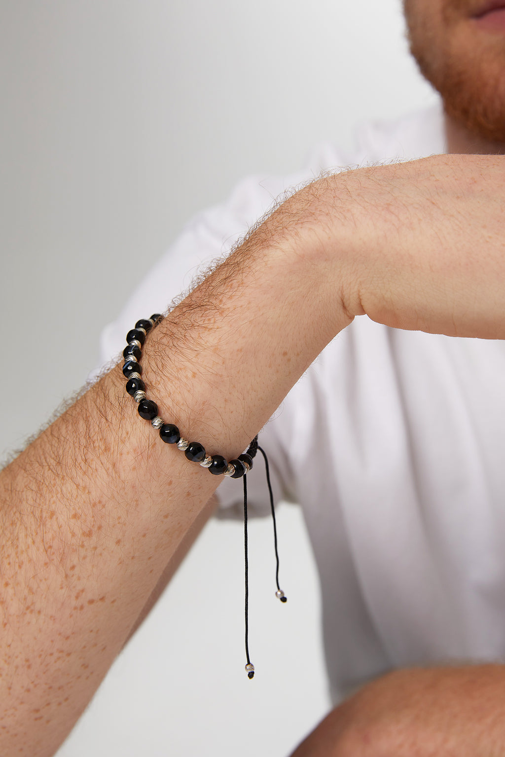 Agate Stone Macrame Silver Bracelet 