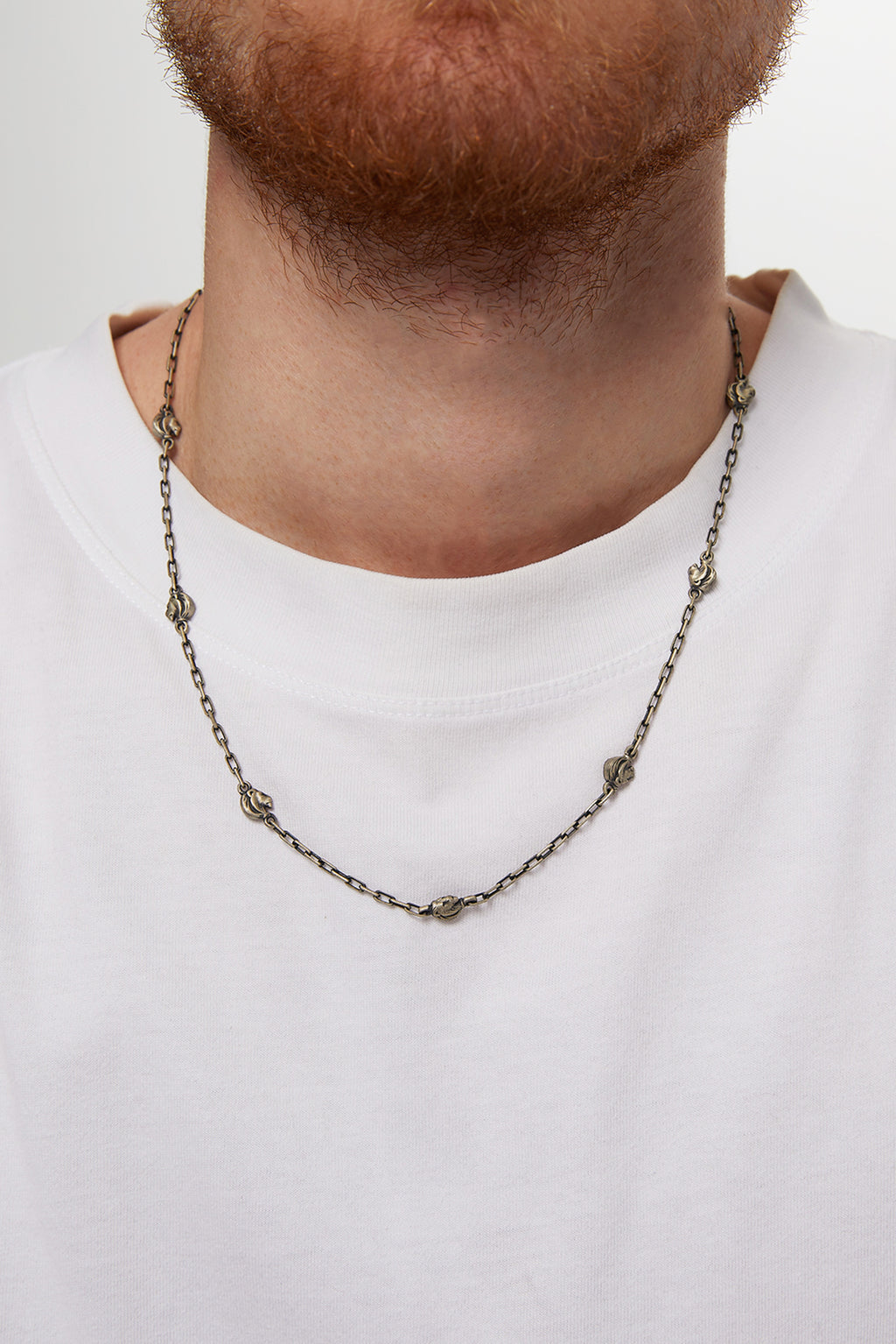 Aslan Figürlü Oksitli Gümüş Chain Kolye