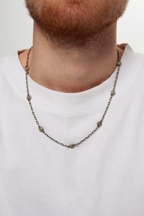 Lion Figurine Oxidized Silver Chain Necklace 