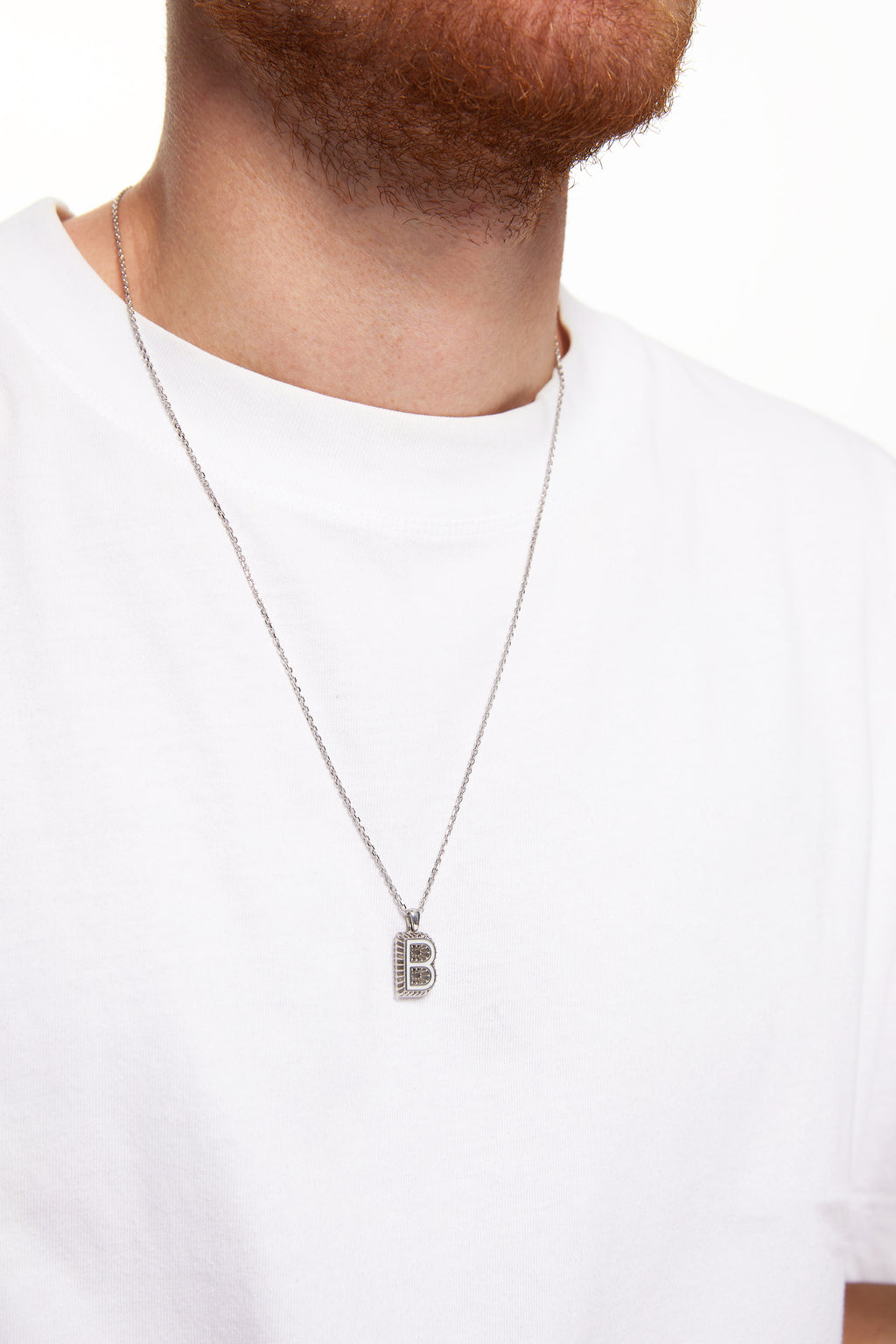 Enamel Letter Silver Necklace 