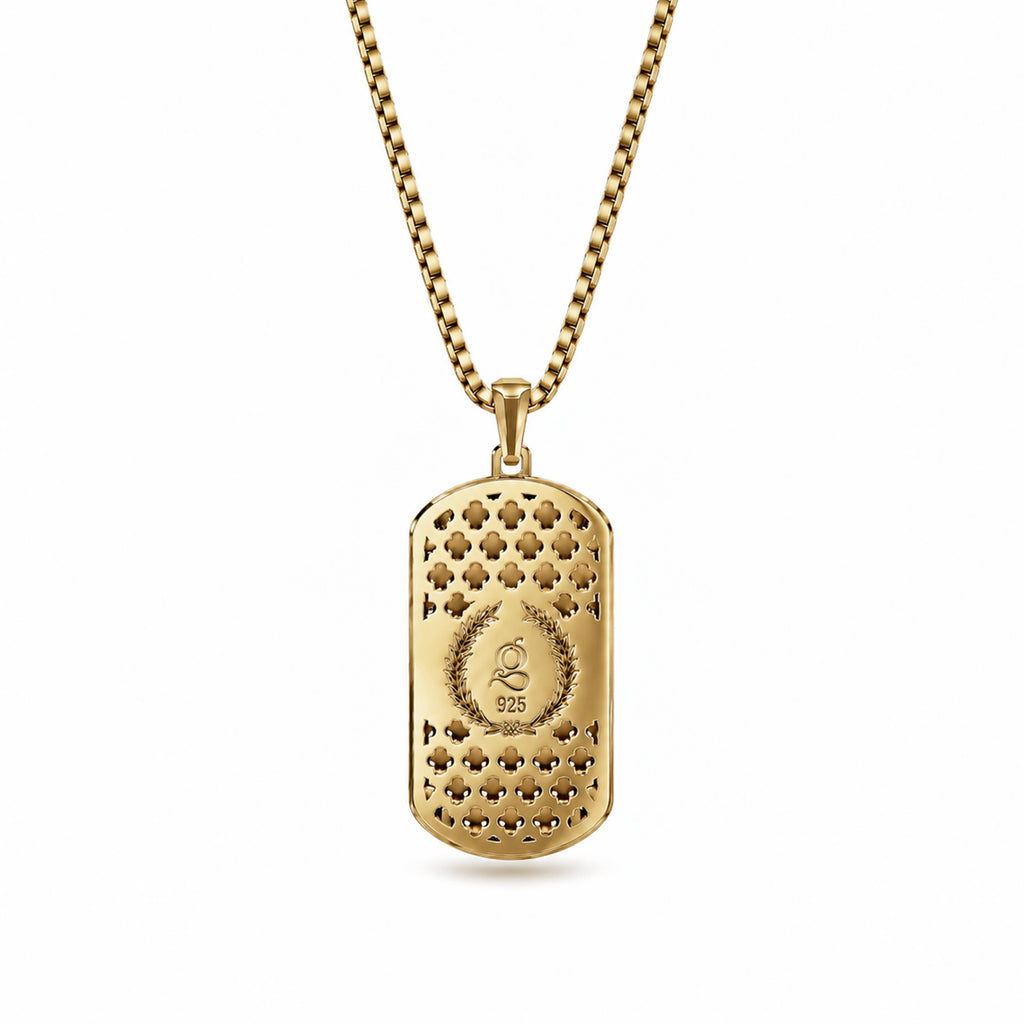 Initial Big Frame Gold Plated Silver Necklace