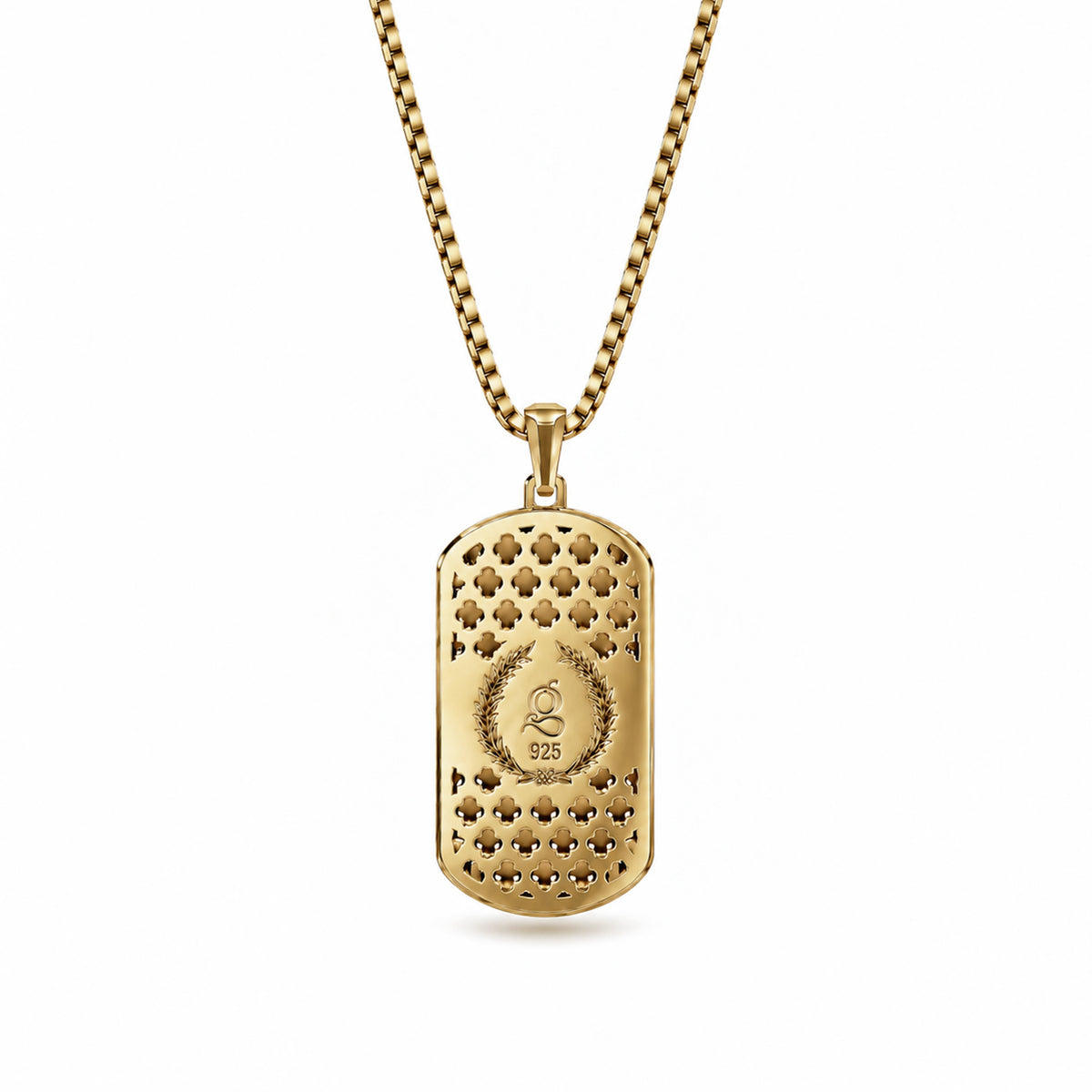 Initial Big Frame Gold Plated Silver Necklace