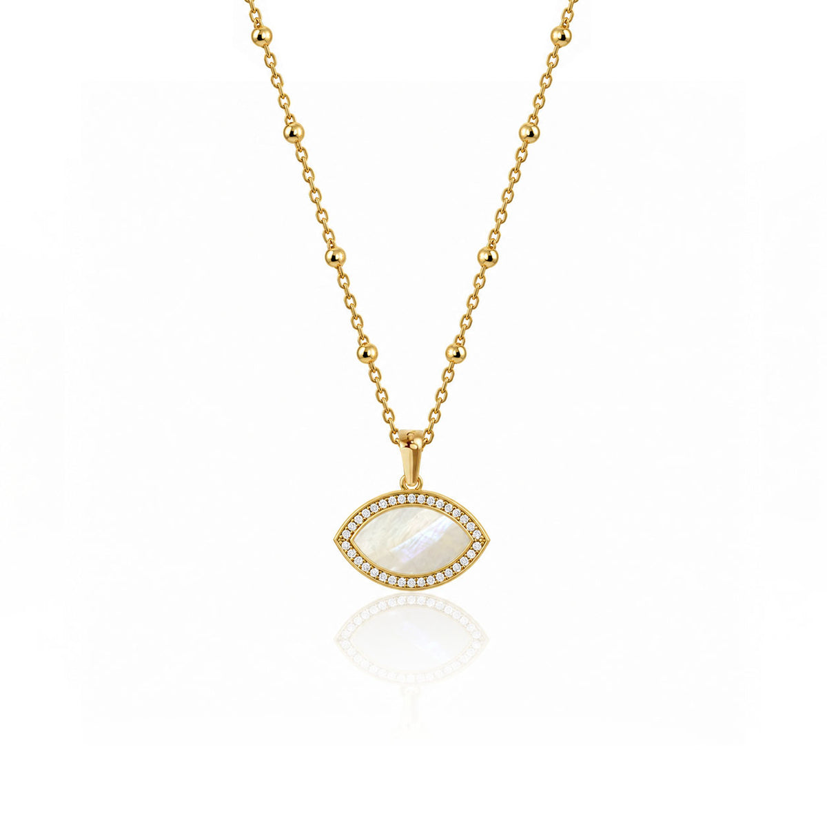 "Mini" Marquise Mother-of-Pearl Silver Necklace