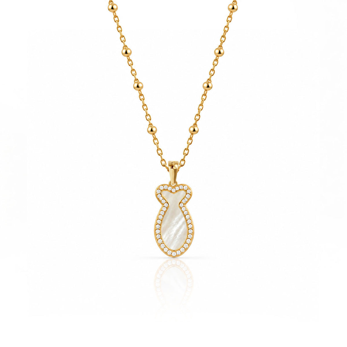 "Mini" Fish Mother of Pearl Silver Necklace