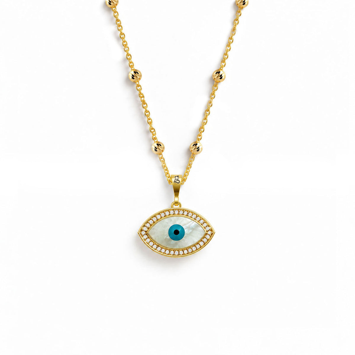 Marquise Mother-of-Pearl Eye Silver Necklace 