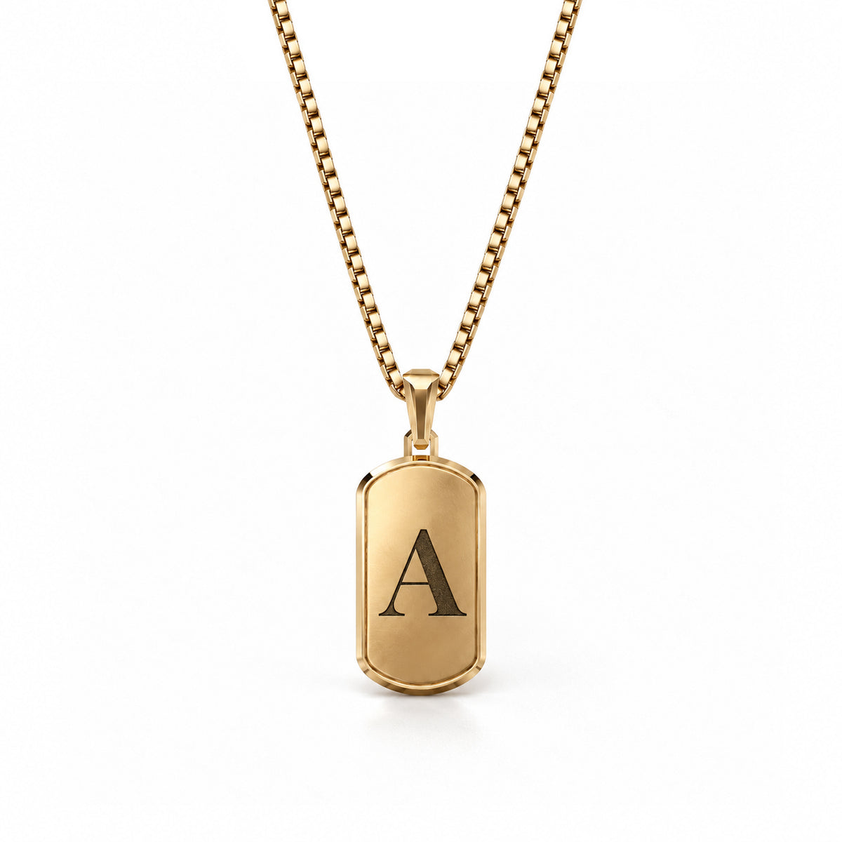 Initial Small Frame Gold Plated Silver Necklace